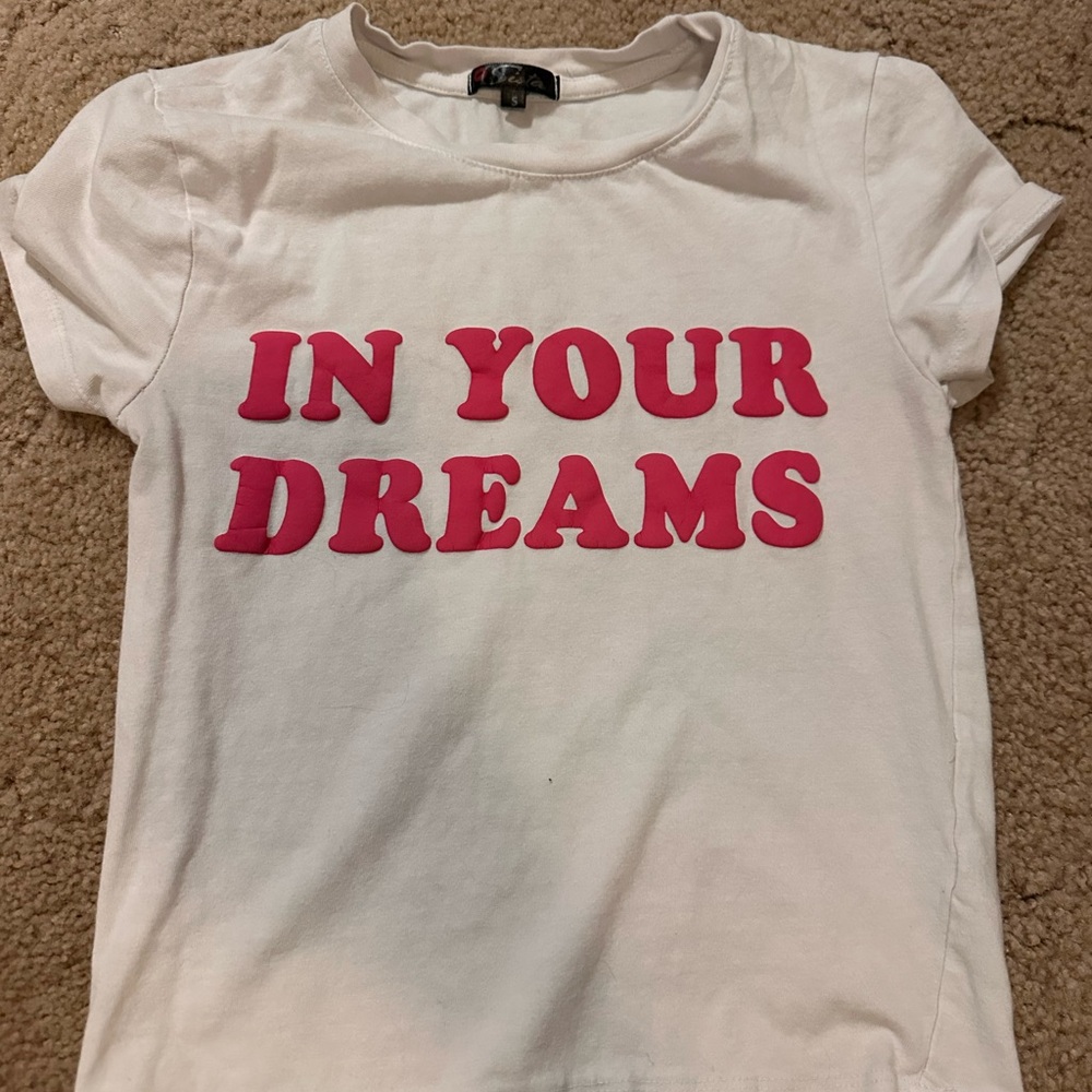 White Kids T-Shirt with Pink Print